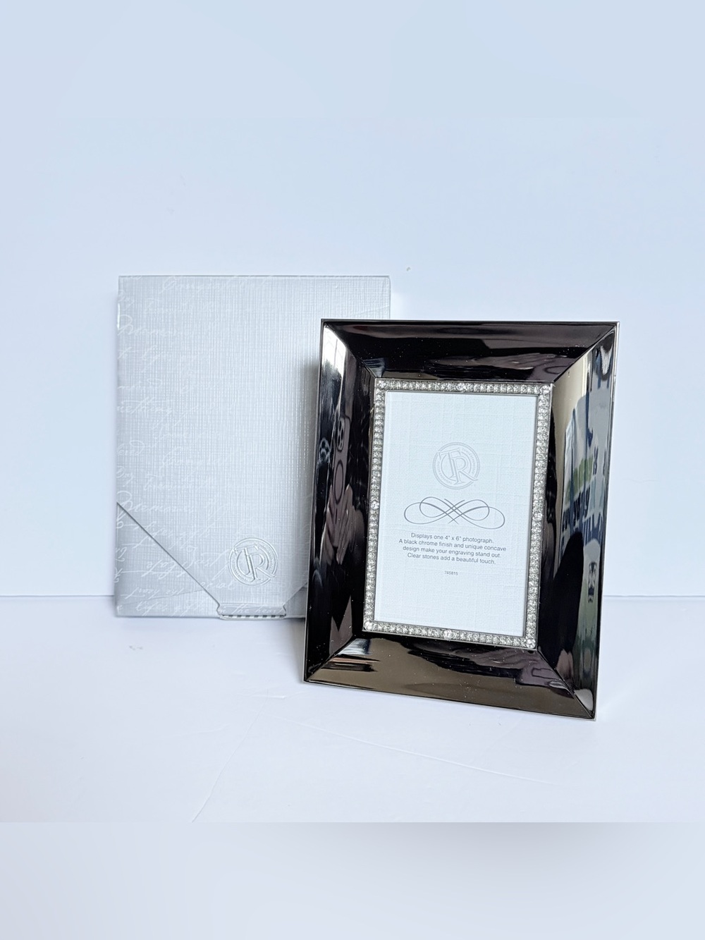 NEW Things Remembered Gunmetal Chrome Rhinestone 4x6 Picture Frame NIB